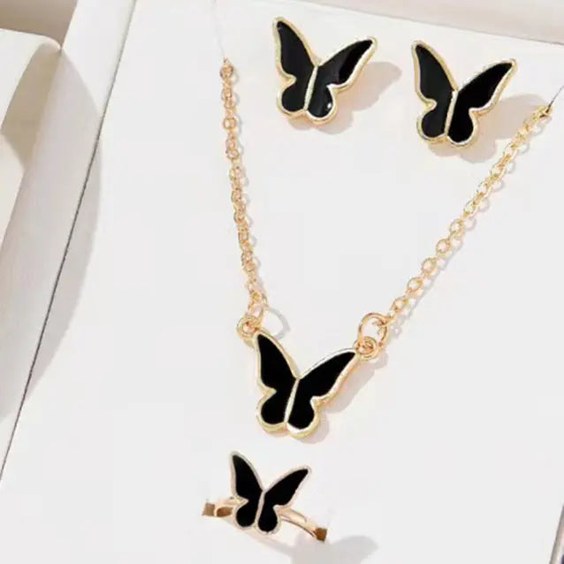 2024 New Fashion Commuter Simple Casual Style Jewelry Butterfly Suit Women's All-match Double Love Jewelry In Stock My store 1