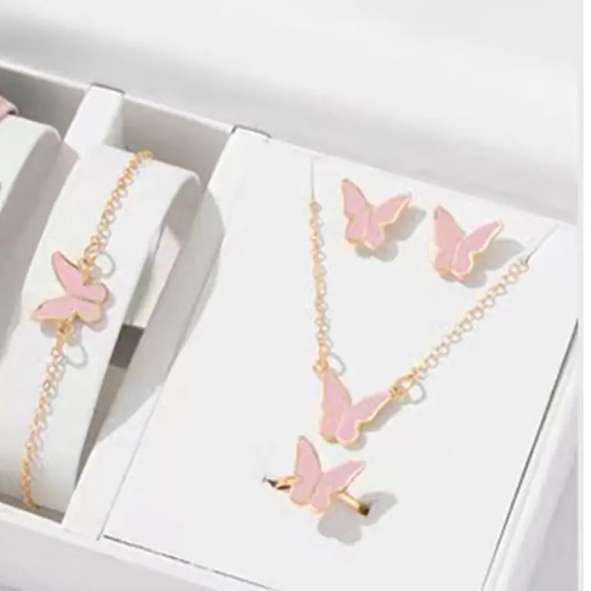 2024 New Fashion Commuter Simple Casual Style Jewelry Butterfly Suit Women's All-match Double Love Jewelry In Stock My store 1