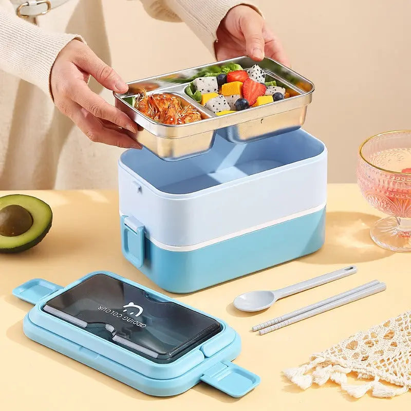 304 stainless steel lunch bento box heating portable fast food insulation multi-layer microwave lunch box