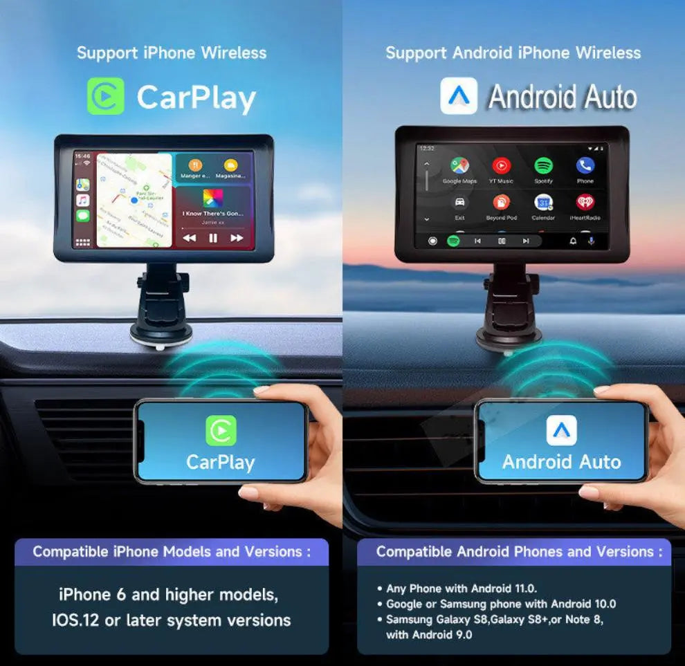 7 IPS Car Smart Screen Wireless Carplay Auto Mobile Phone Projection Screen Navigation