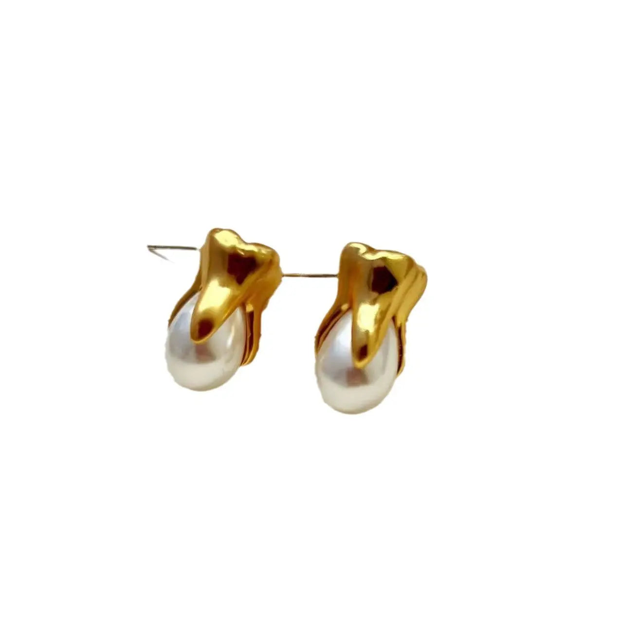 Abstract facial features series teeth pearl earrings