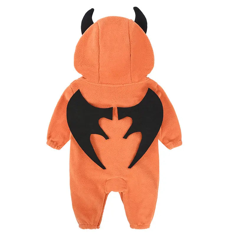 Autumn And Winter Clothes Baby Onesie Baby Halloween Pumpkin Hooded Onesie Baby Performance Clothes Outing Clothes