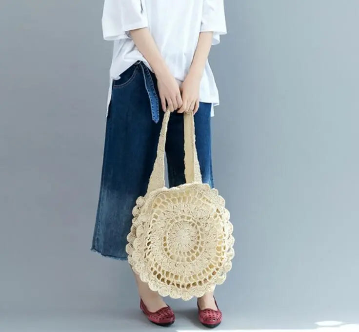 Bohemian Straw Bags Vintage Rattan Bag Handmade Kintted Travel Bags eprolo