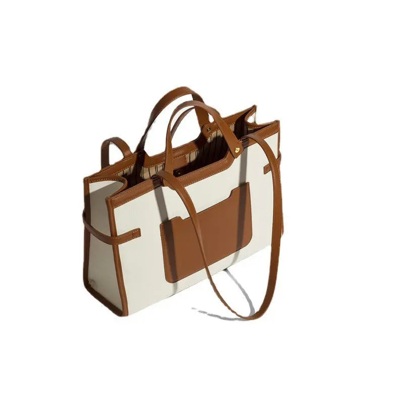 Canvas tote bag, high-end niche design, single shoulder commuter handbag, simple and large capacity