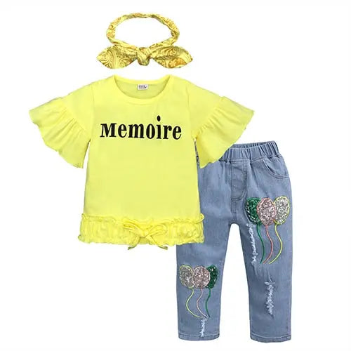 Children Sets for Girls Girls Suits for Children Girls T-shirt + Pants + Headband 3pcs. Suit eprolo