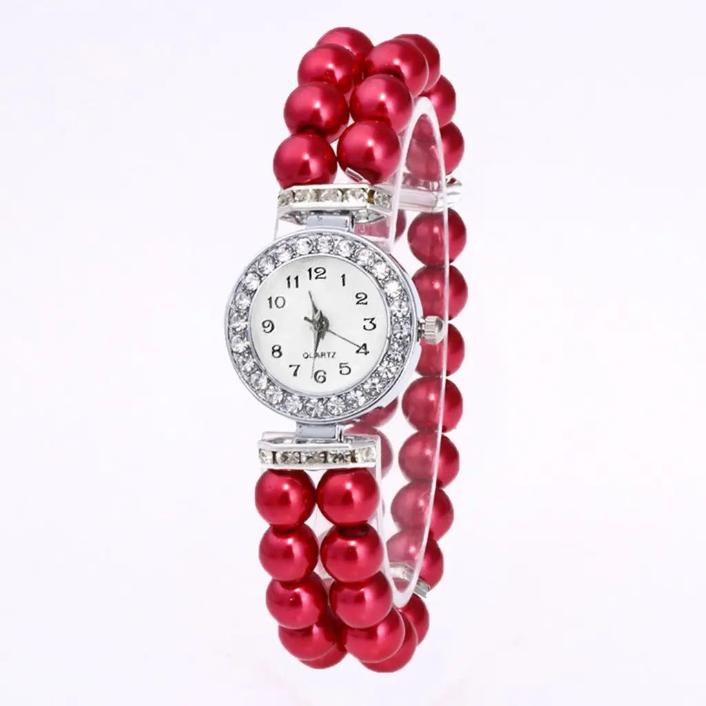 Crystal Watch Fashion Women Watch Pearl String Watch Strap Quartz Bracelet Watch models Female Clock Ladies damenuhr reloj mujer eprolo