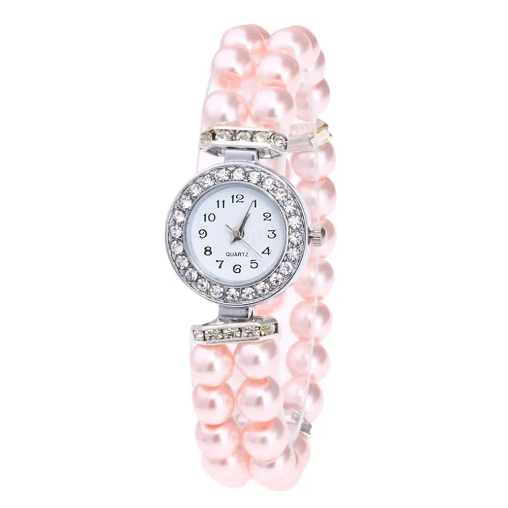 Crystal Watch Fashion Women Watch Pearl String Watch Strap Quartz Bracelet Watch models Female Clock Ladies damenuhr reloj mujer eprolo