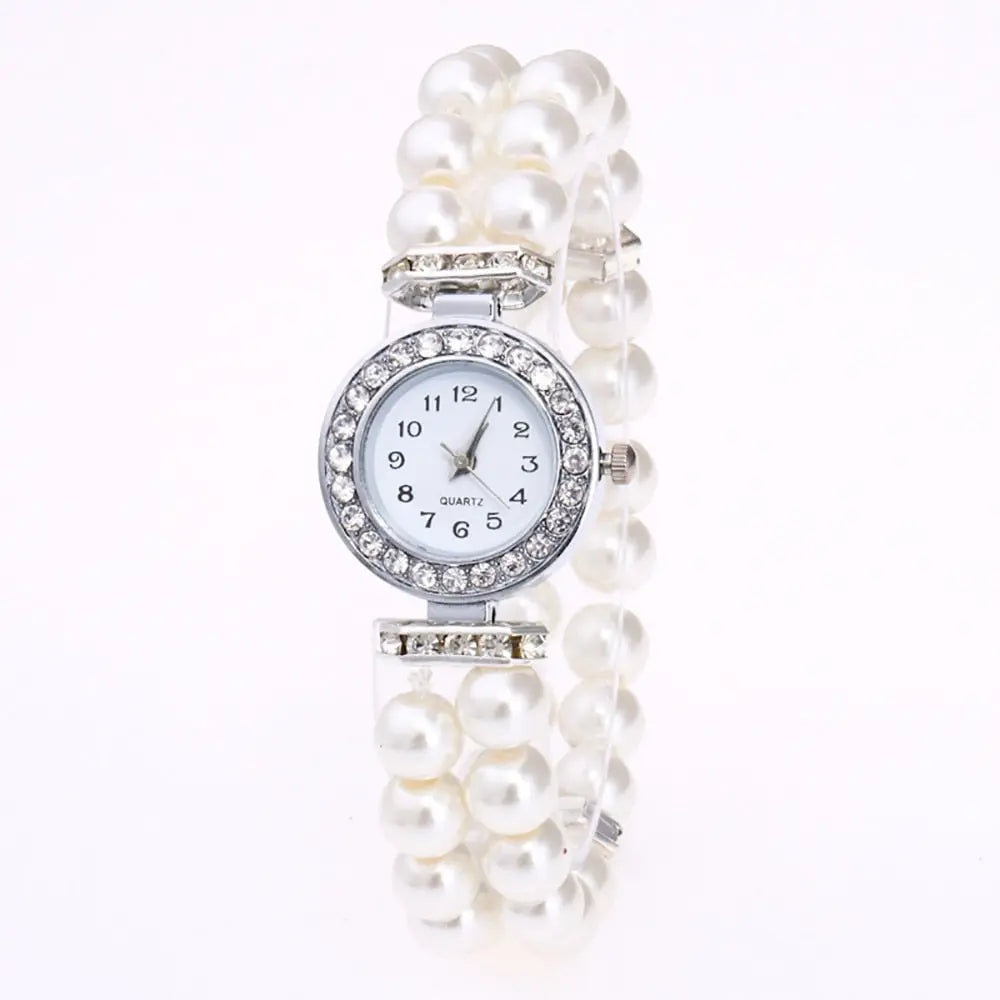 Crystal Watch Fashion Women Watch Pearl String Watch Strap Quartz Bracelet Watch models Female Clock Ladies damenuhr reloj mujer eprolo