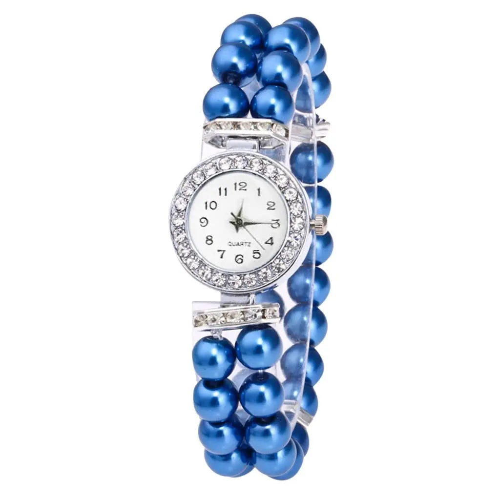 Crystal Watch Fashion Women Watch Pearl String Watch Strap Quartz Bracelet Watch models Female Clock Ladies damenuhr reloj mujer eprolo