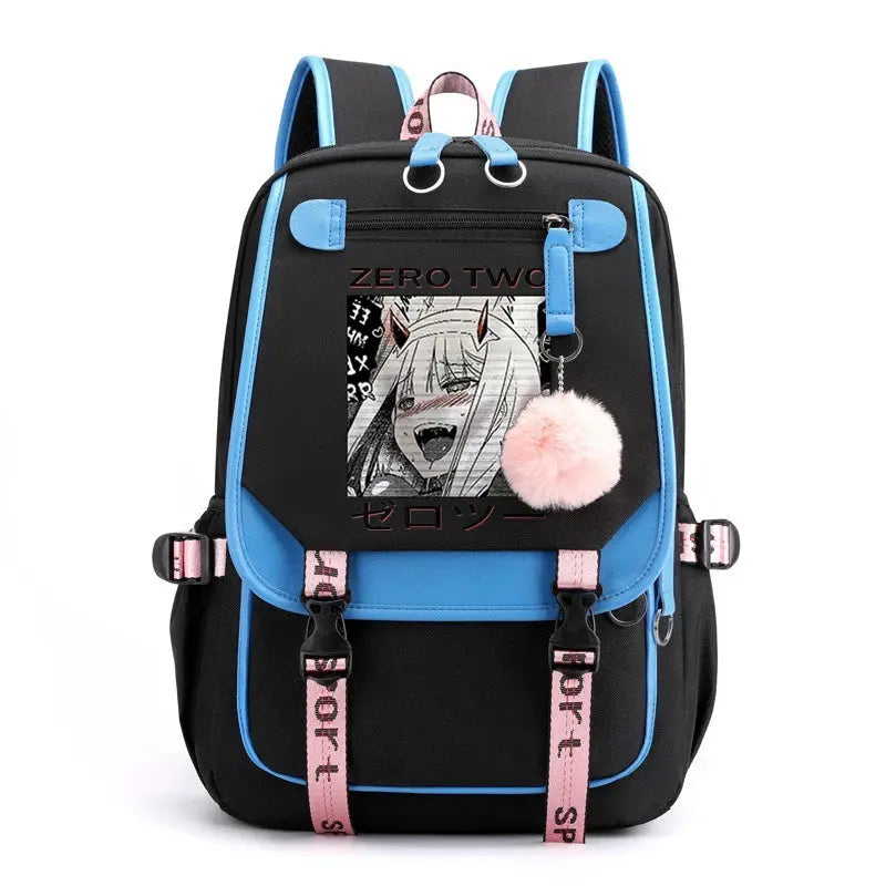 DARLING In The FRANXX Zero Two Backpack Teenagers Girls Student School Bags Anime Travel Bagpack Usb Laptop Korean Bookbag