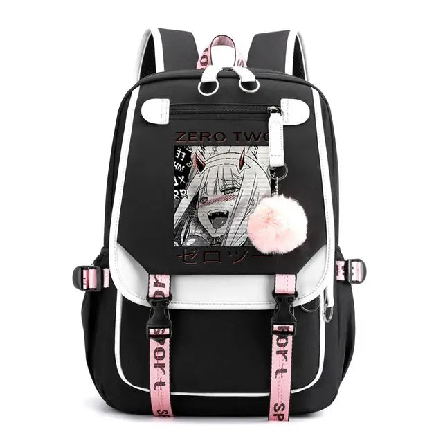 DARLING In The FRANXX Zero Two Backpack Teenagers Girls Student School Bags Anime Travel Bagpack Usb Laptop Korean Bookbag