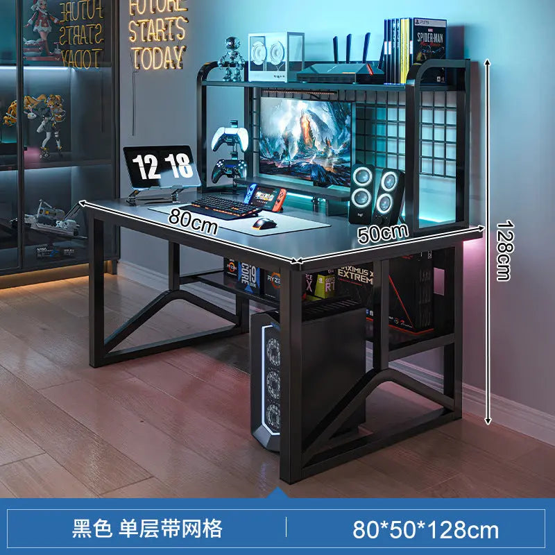 E-sports Table And Chair Combination Workbench Desk Bookshelf Integrated Home Student Learning Writing Desk Desktop Computer Table My store 1