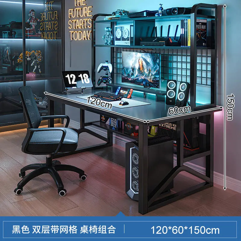 E-sports Table And Chair Combination Workbench Desk Bookshelf Integrated Home Student Learning Writing Desk Desktop Computer Table My store 1