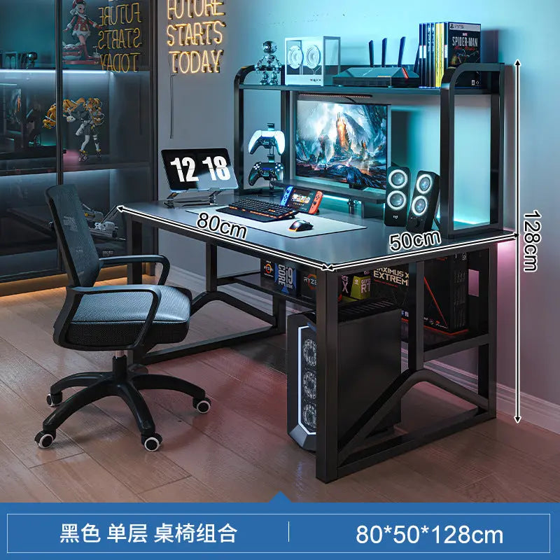 E-sports Table And Chair Combination Workbench Desk Bookshelf Integrated Home Student Learning Writing Desk Desktop Computer Table My store 1