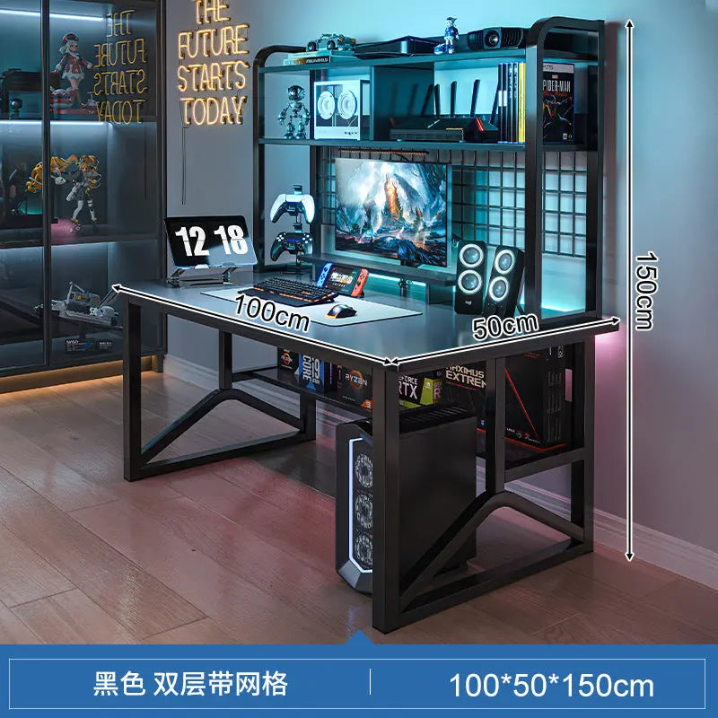 E-sports Table And Chair Combination Workbench Desk Bookshelf Integrated Home Student Learning Writing Desk Desktop Computer Table My store 1