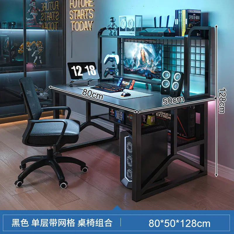 E-sports Table And Chair Combination Workbench Desk Bookshelf Integrated Home Student Learning Writing Desk Desktop Computer Table My store 1