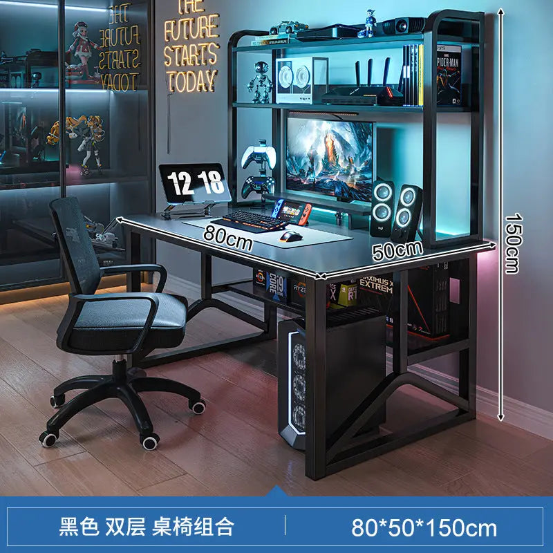 E-sports Table And Chair Combination Workbench Desk Bookshelf Integrated Home Student Learning Writing Desk Desktop Computer Table My store 1