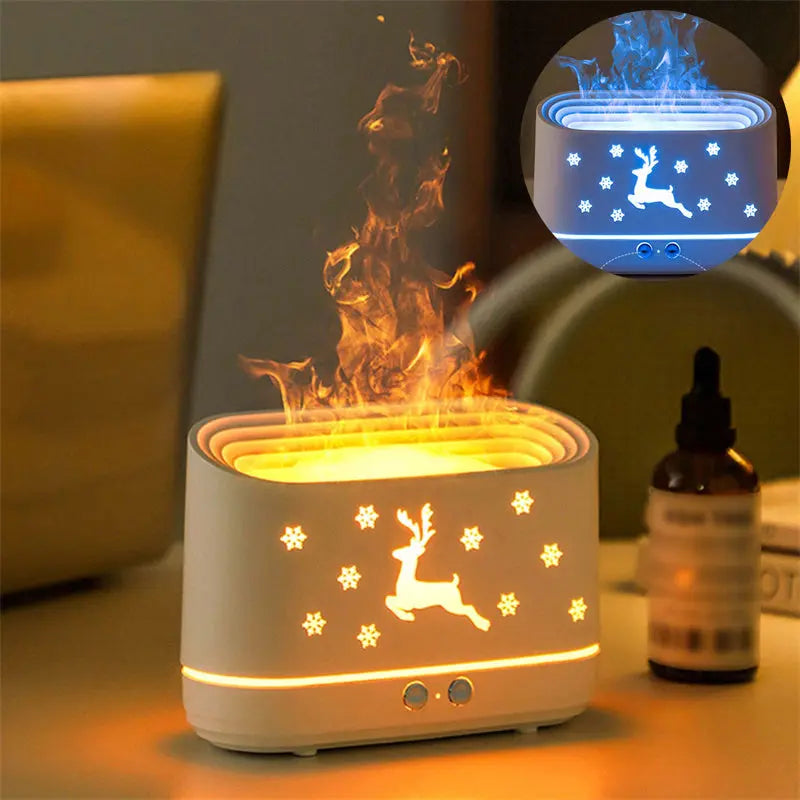 Elk Flame Humidifier Diffuser Mute Household Atmosphere Lamp Christmas Home Decorations M.Noor