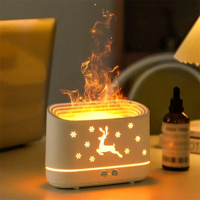 Elk Flame Humidifier Diffuser Mute Household Atmosphere Lamp Christmas Home Decorations M.Noor