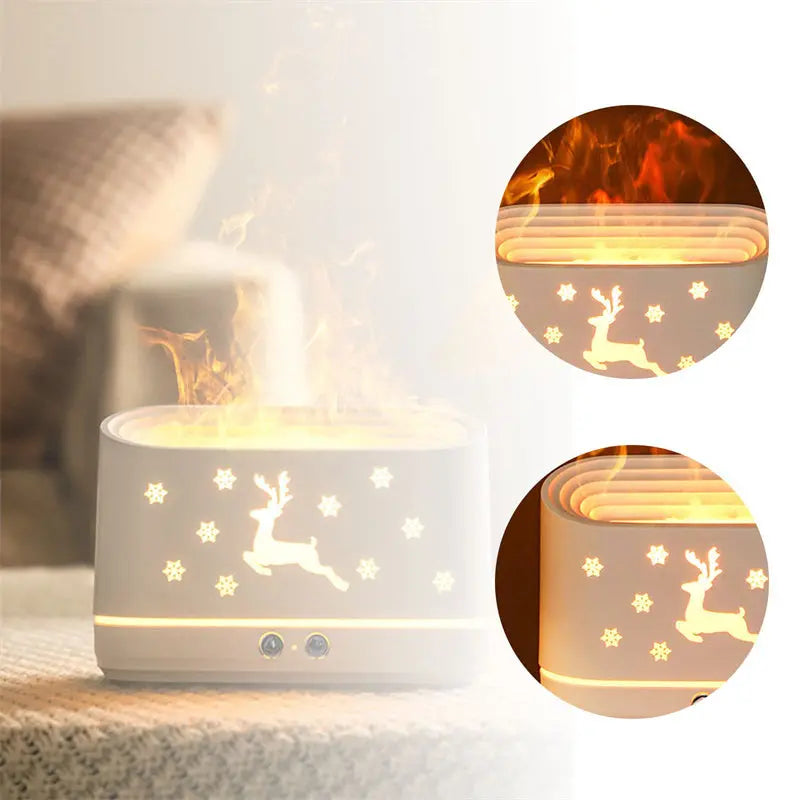 Elk Flame Humidifier Diffuser Mute Household Atmosphere Lamp Christmas Home Decorations M.Noor