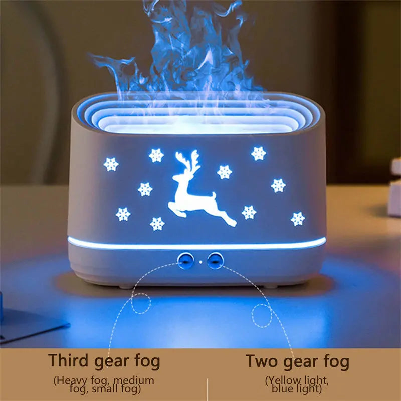 Elk Flame Humidifier Diffuser Mute Household Atmosphere Lamp Christmas Home Decorations M.Noor