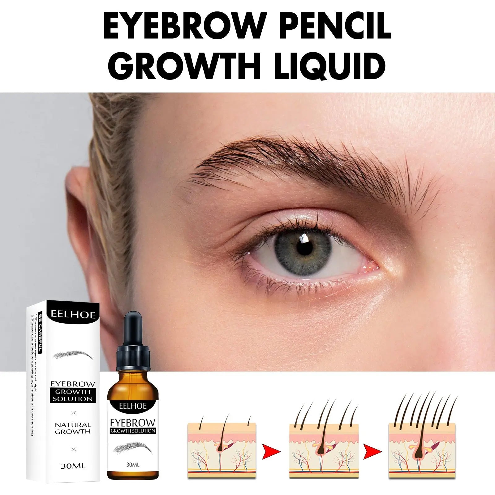 Eyebrow Liquid Eyebrow Black Thick Natural Essence Gentle Moisturizing Care Liquid Thick Eyebrow Nourishing Repair eprolo