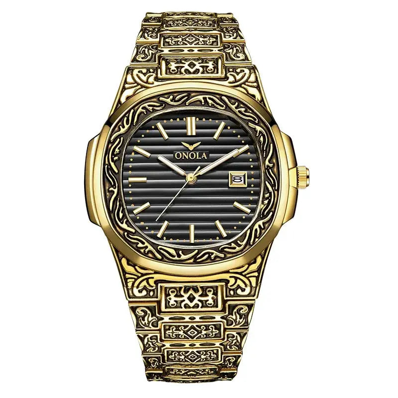 Fashion quartz watch men Brand ONOLA luxury Retro golden stainless steel watch men gold mens watch reloj hombre eprolo