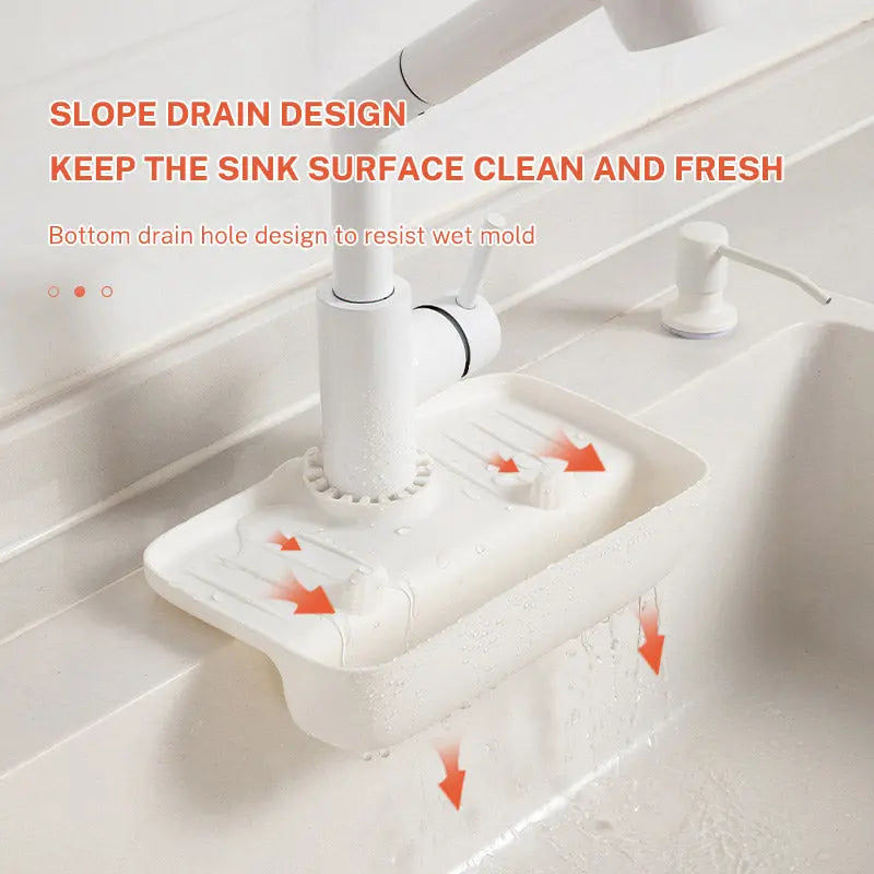 Faucet Splash Proof Drainage Rack, Sink Water Collection Pad, Kitchen Cloth, Sponge Wipe, and Drainage Storage Rack