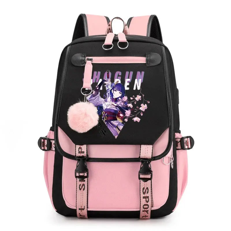 Genshin Impact Backpack for Student Schoolbag Women Genshin Impact Game Canvas Backpack with Keychain Drop Shipping Backpacks