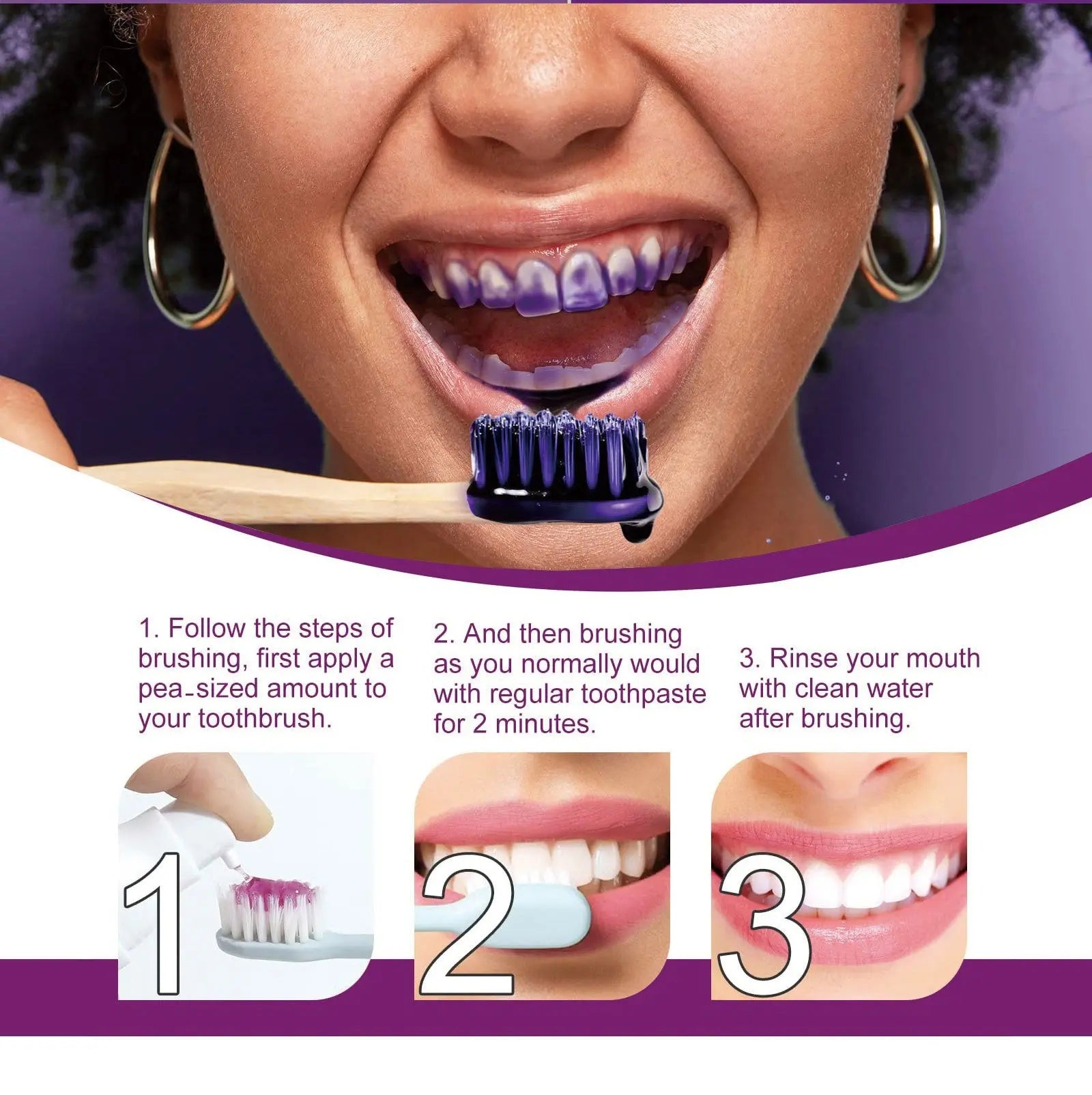 HISMILE V34 Purple Toothpaste Colour Corrector Teeth For Teeth Whitening Brightening Reduce Yellowing Cleaning Tooth Care 30ml eprolo