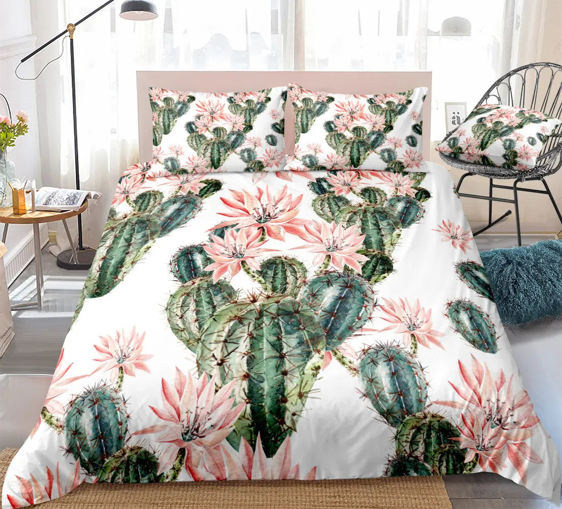 Home Textiles Bedroom Supplies Bed Sheets Pillowcases Cactus Succulent Three or Four Piece Sets