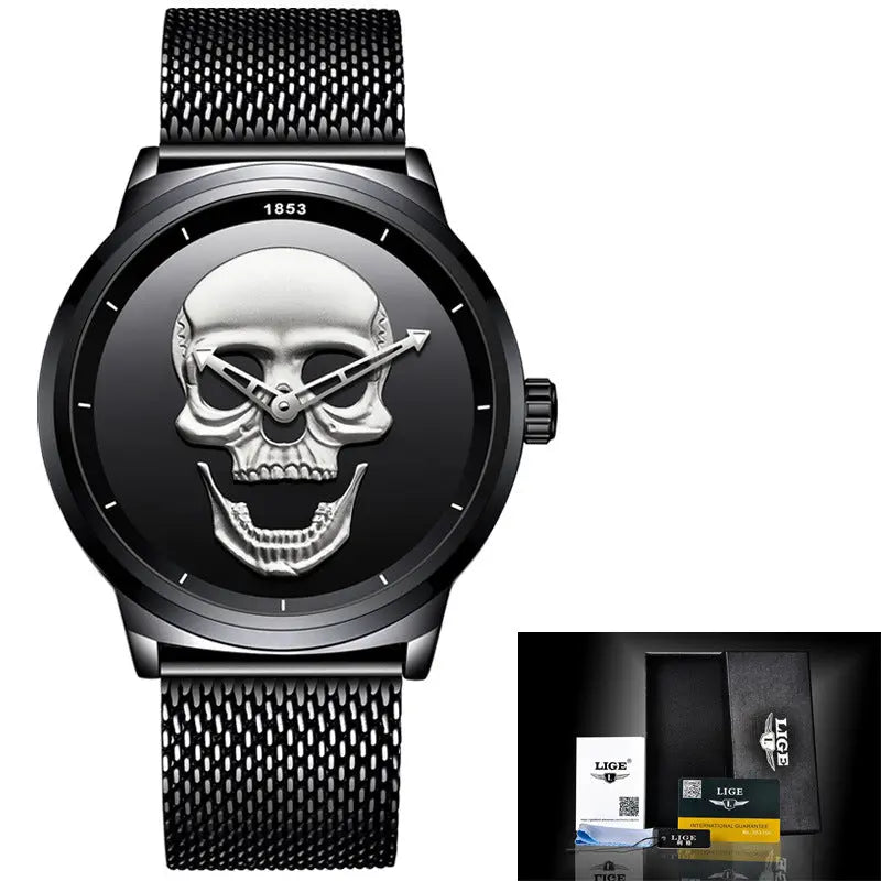 LIGE Simple Skull Stereoscopic Watch eprolo