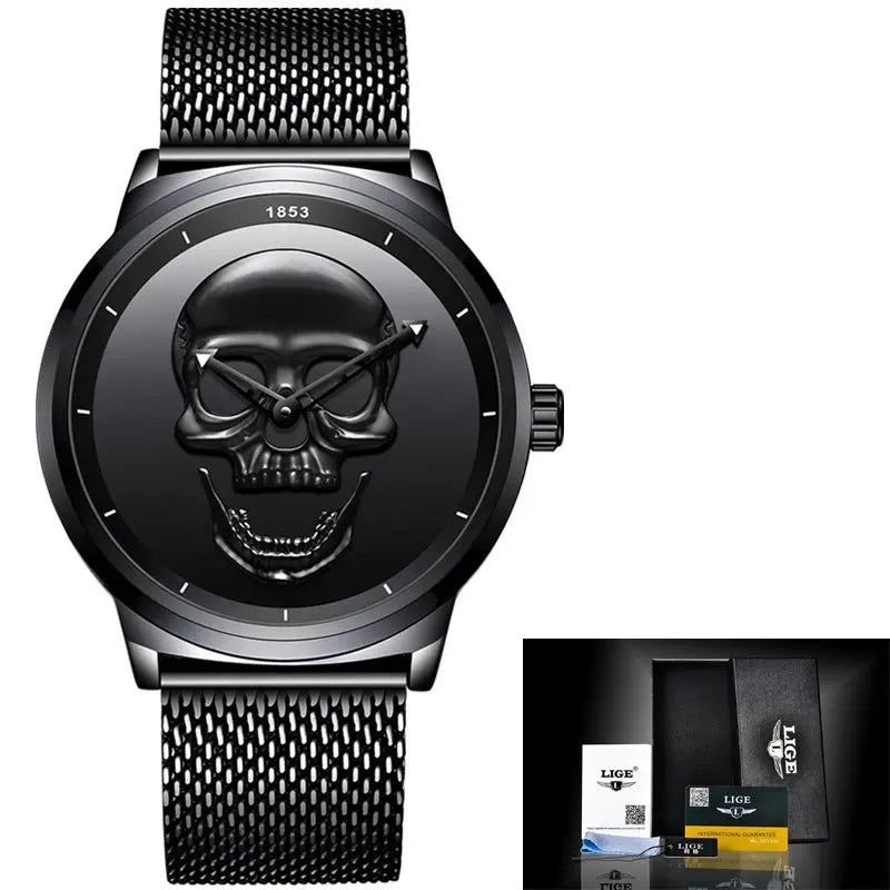 LIGE Simple Skull Stereoscopic Watch eprolo