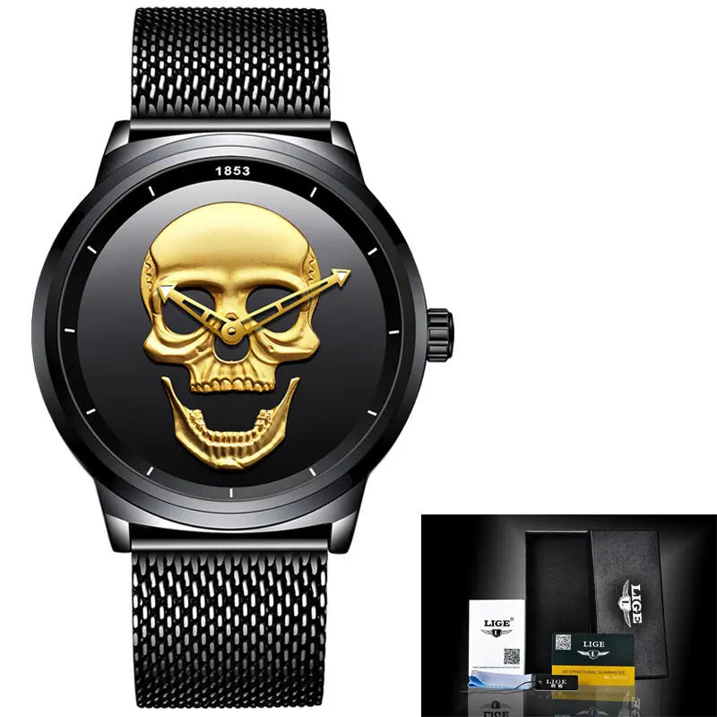 LIGE Simple Skull Stereoscopic Watch eprolo