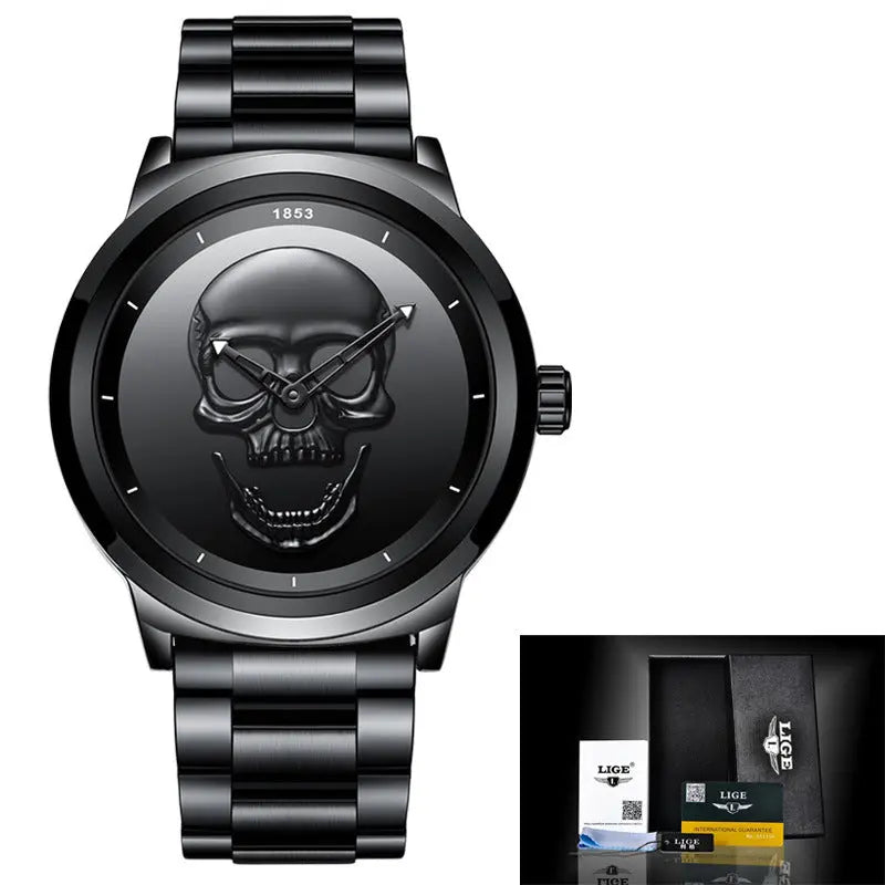 LIGE Simple Skull Stereoscopic Watch eprolo