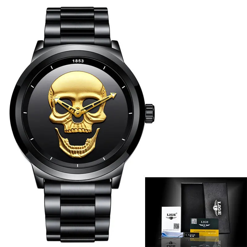 LIGE Simple Skull Stereoscopic Watch eprolo