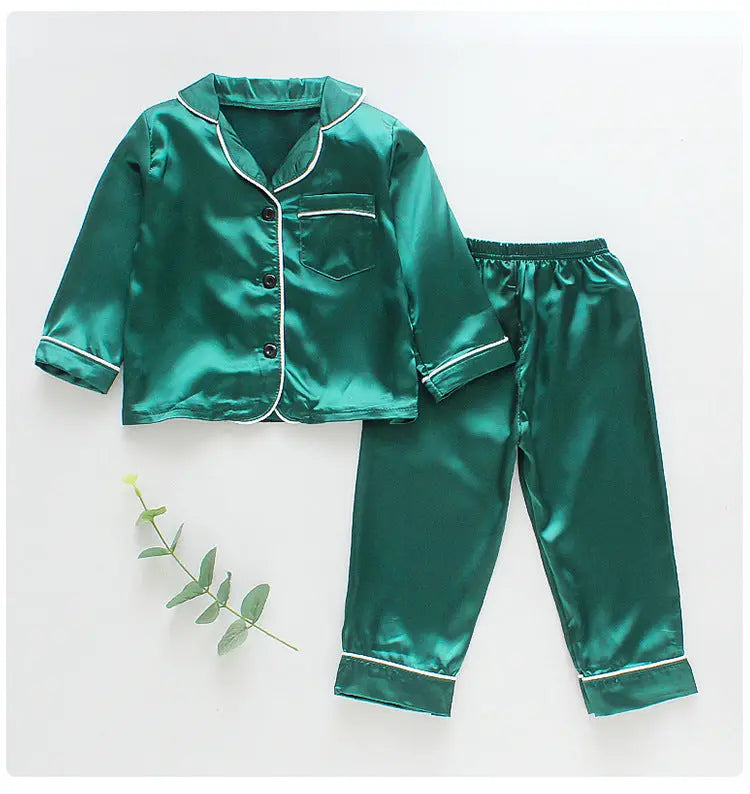 LJW Children's pajamas set Baby suit Kids Clothes Toddler Boys Girls Ice silk satin Tops Pants Set home Wear Kids pajamas eprolo