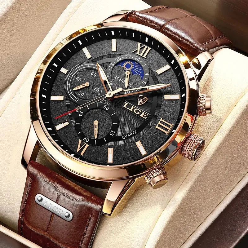 Lige New Quartz Watch Quartz Multifunction Chronograph Waterproof Watch eprolo