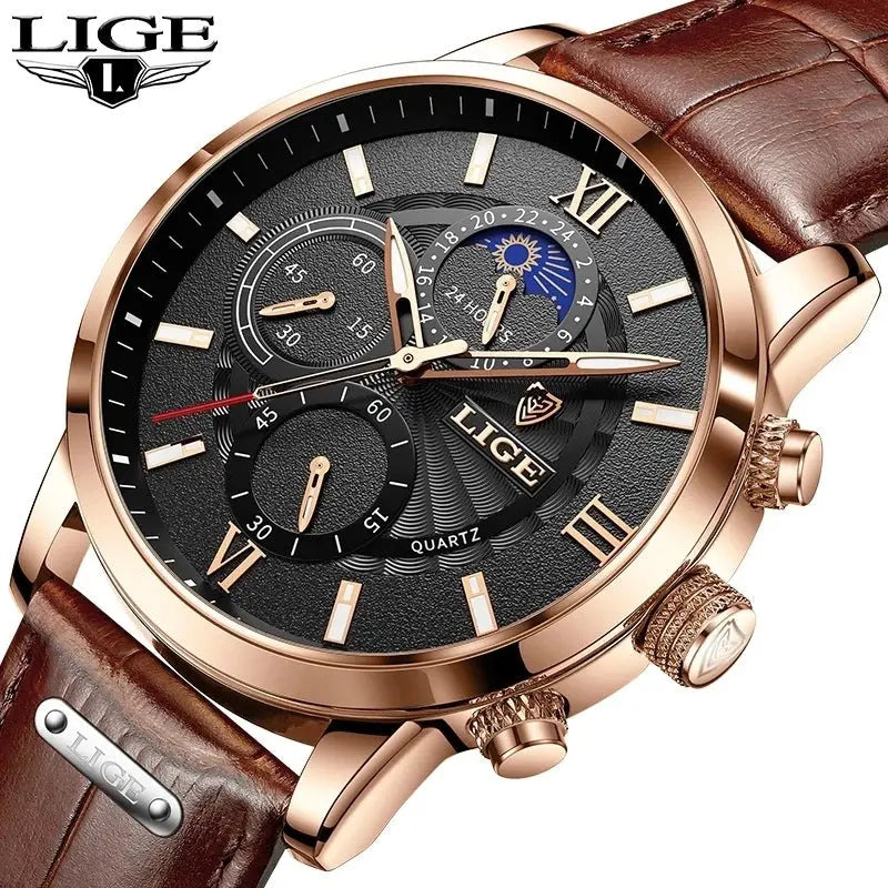 Lige New Quartz Watch Quartz Multifunction Chronograph Waterproof Watch eprolo