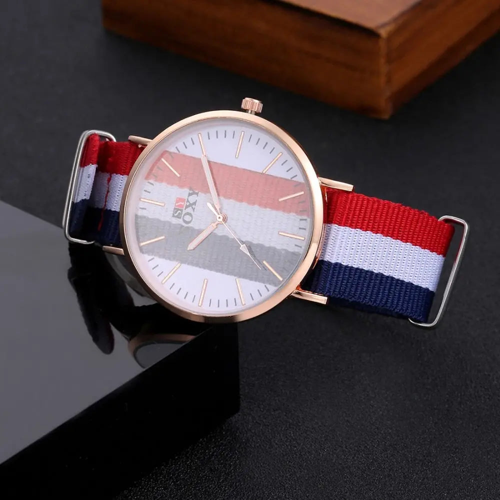 Lovers' Watch Luxury Gold Watch Men Women Watches Nylon Strap Wrist Watch eprolo