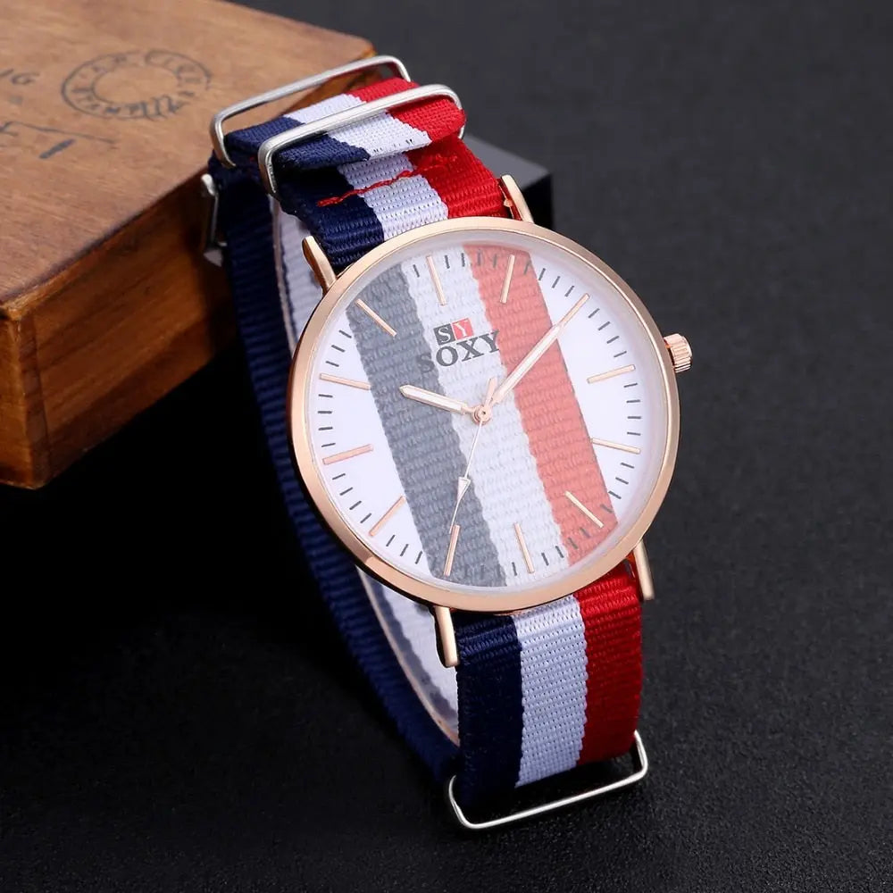 Lovers' Watch Luxury Gold Watch Men Women Watches Nylon Strap Wrist Watch eprolo