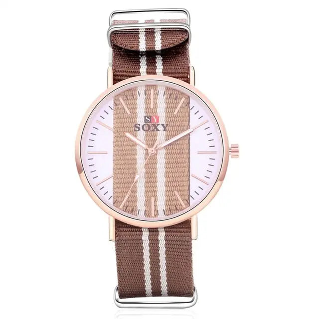 Lovers' Watch Luxury Gold Watch Men Women Watches Nylon Strap Wrist Watch eprolo