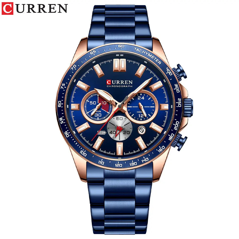 Men's Watch Calendar Watch Steel Band Watch Six Hands Multifunctional Quartz Watch eprolo