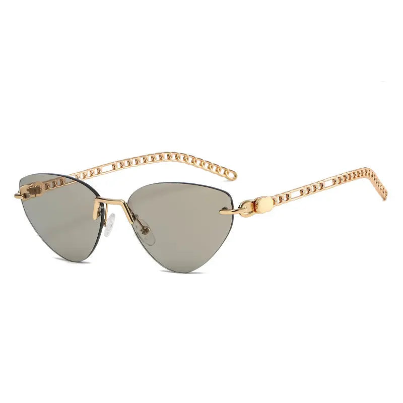 New Cat-Eye Rimmed Sunglasses For Women Metal Chain Glasses Leg Sunglasses For Women Travel Beach Glasses eprolo