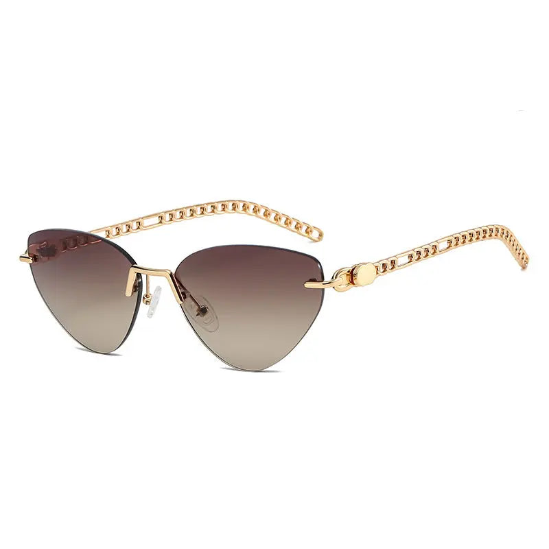 New Cat-Eye Rimmed Sunglasses For Women Metal Chain Glasses Leg Sunglasses For Women Travel Beach Glasses eprolo