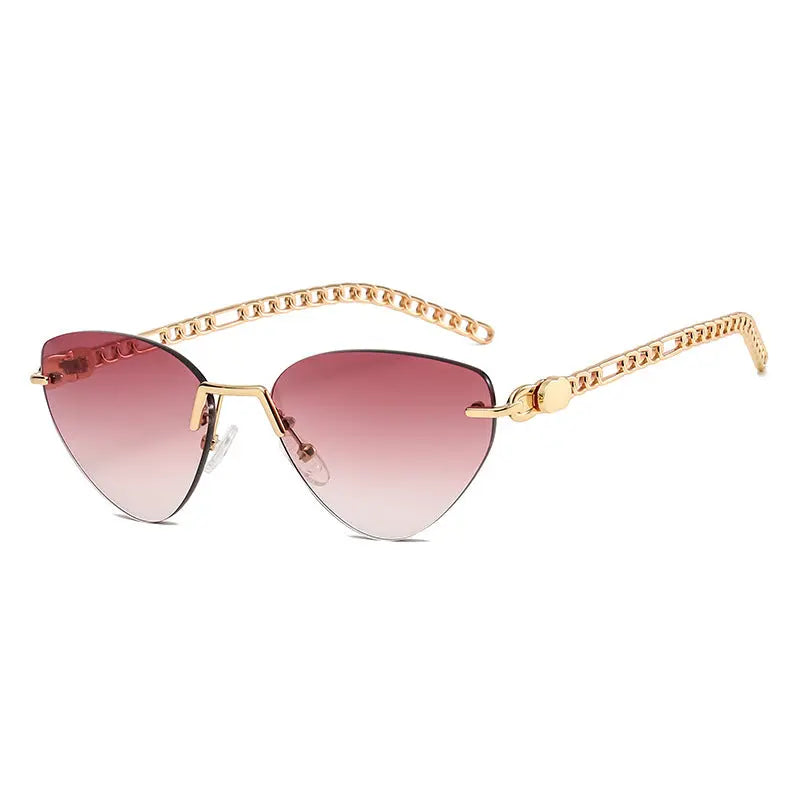 New Cat-Eye Rimmed Sunglasses For Women Metal Chain Glasses Leg Sunglasses For Women Travel Beach Glasses eprolo