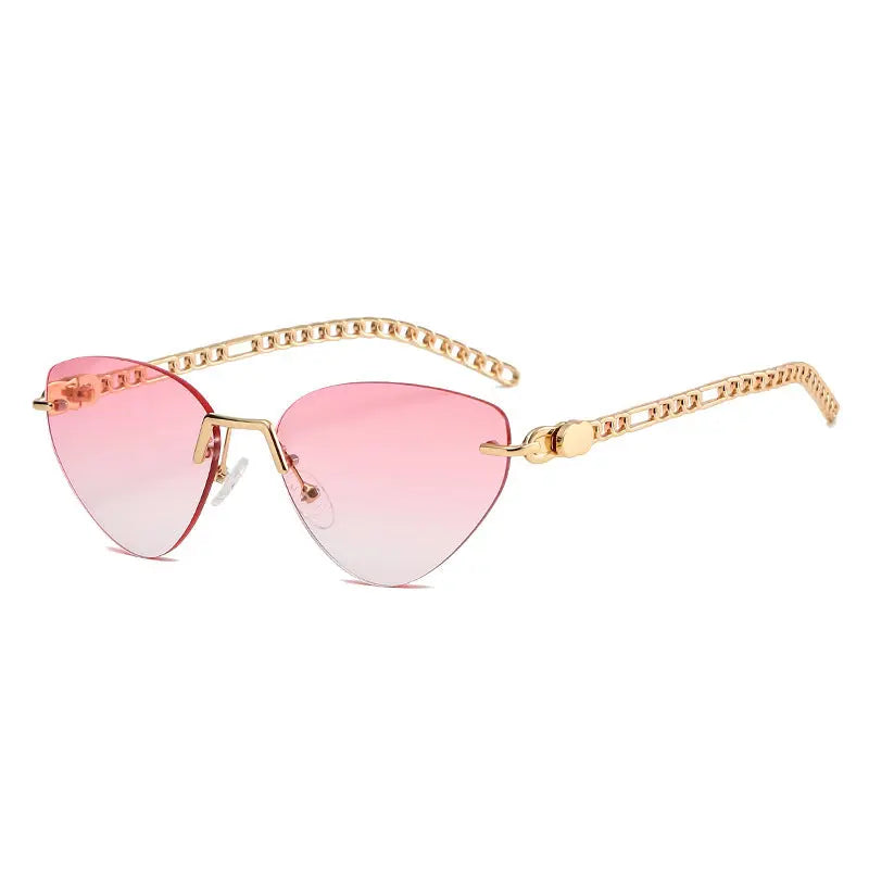 New Cat-Eye Rimmed Sunglasses For Women Metal Chain Glasses Leg Sunglasses For Women Travel Beach Glasses eprolo