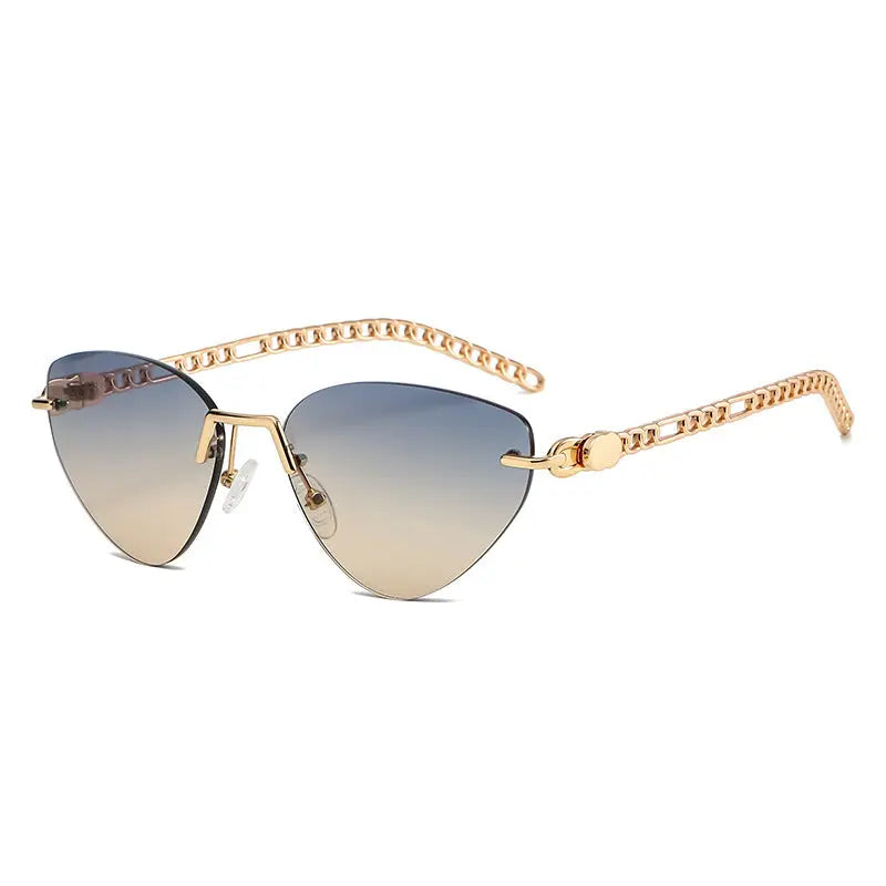 New Cat-Eye Rimmed Sunglasses For Women Metal Chain Glasses Leg Sunglasses For Women Travel Beach Glasses eprolo