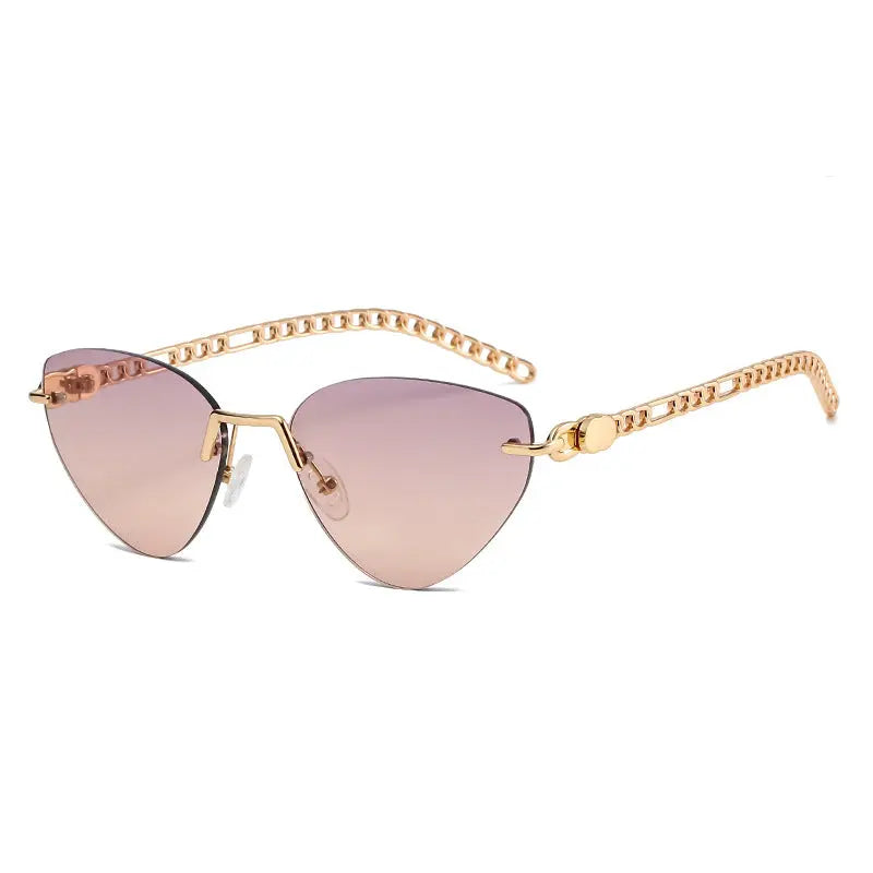 New Cat-Eye Rimmed Sunglasses For Women Metal Chain Glasses Leg Sunglasses For Women Travel Beach Glasses eprolo