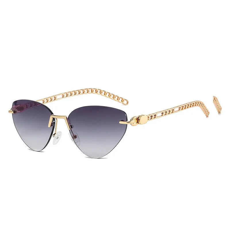 New Cat-Eye Rimmed Sunglasses For Women Metal Chain Glasses Leg Sunglasses For Women Travel Beach Glasses eprolo